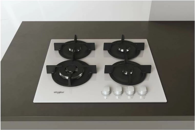 Pllakë gazi Whirlpool AKT625WH, 4 zona, xham, e bardhë