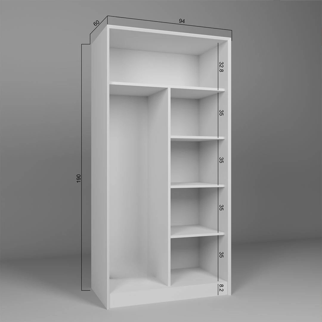 Dollap Skye Decor, Lucas 1600-81, i bardhë, 94x190x60cm