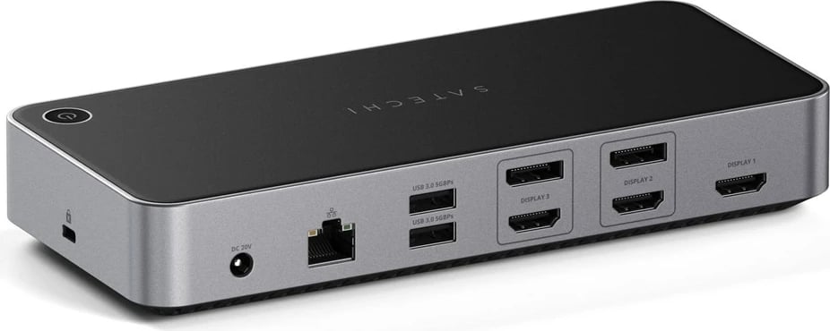 Dok stacion Satechi Triple 4K Display, ST-D4KTM-EU, me kabllo, i zi/argjendtë
