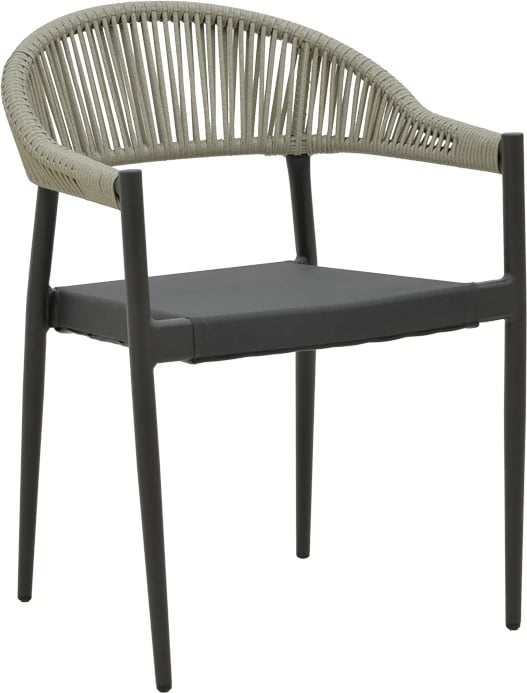 Karrige alumini Elation e grumbullueshme, kornizë antracit-tekstilen rattan antracit, 56x62x77cm