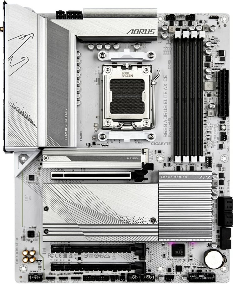 Pllakë amë Gigabyte B650 AORUS ELITE AX ICE, Socket AM5, DDR5, WiFi, e bardhë