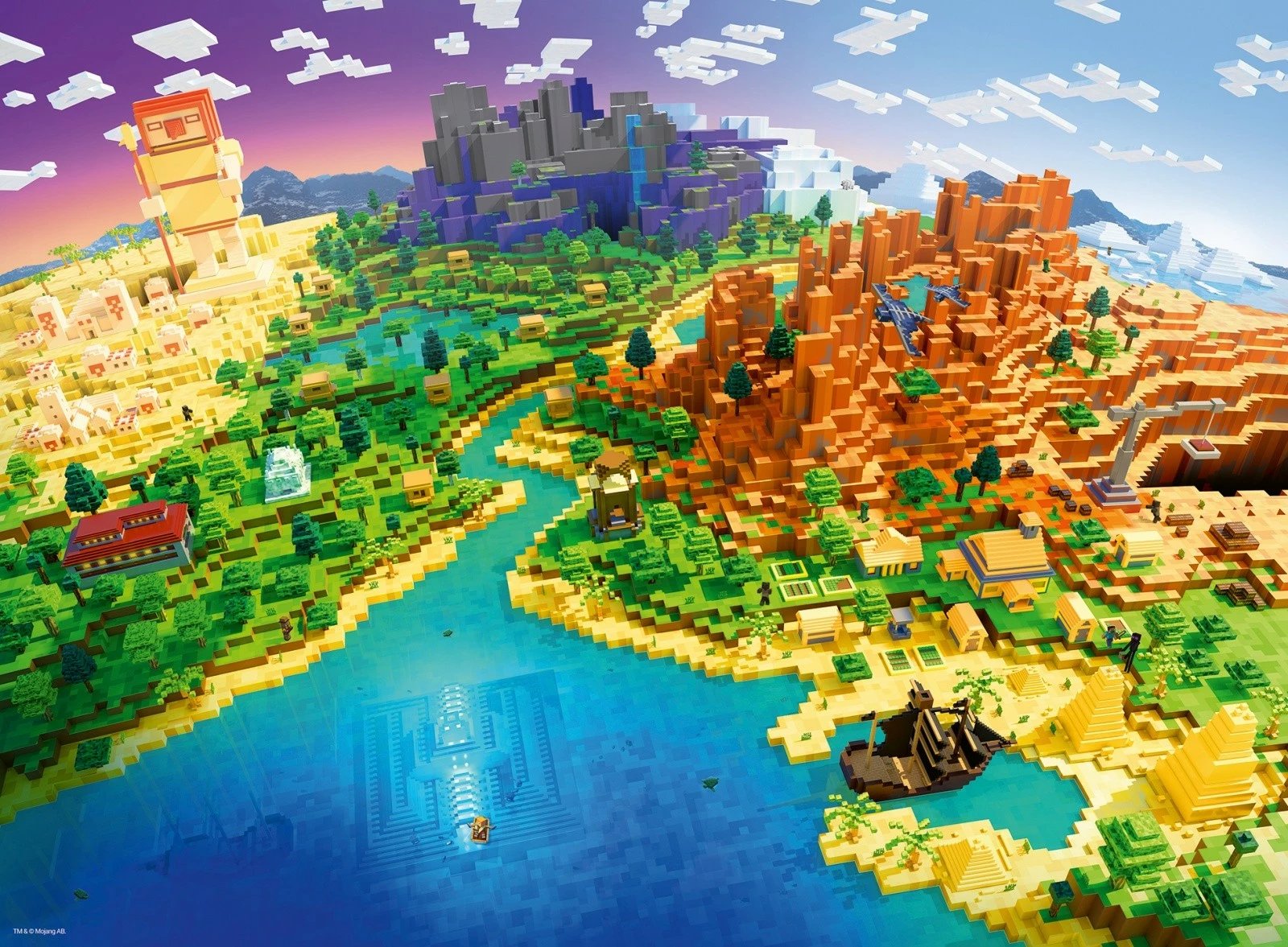 Puzzle Minecraft Ravensburger 500 pjesë, 49x36cm
