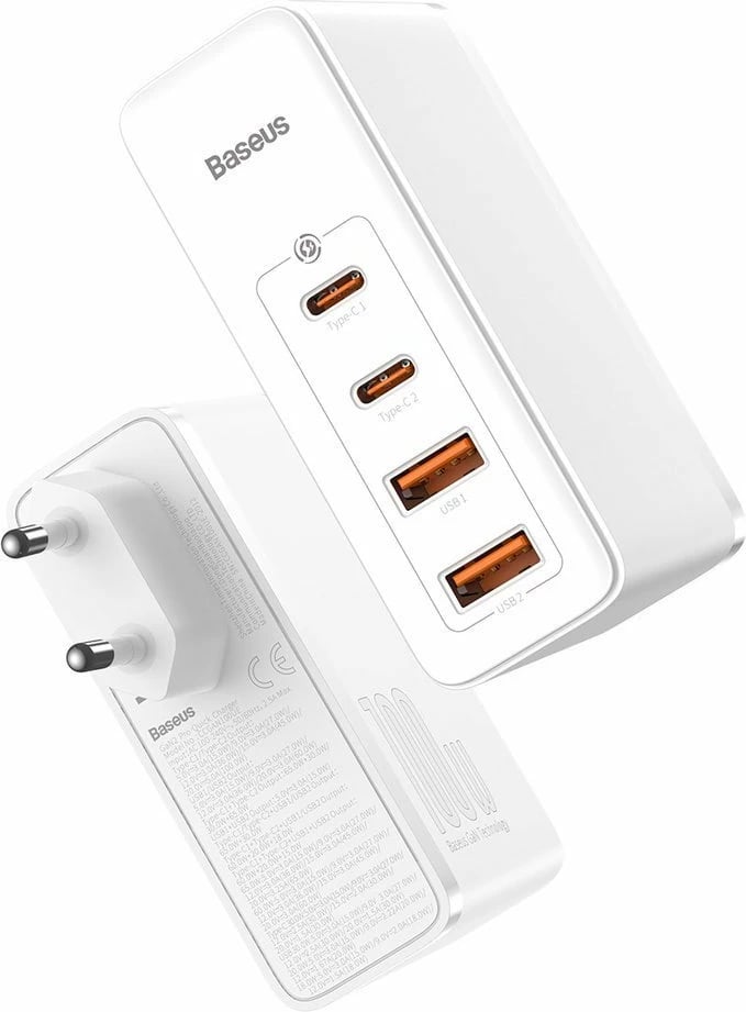 Karikues muri Baseus GaN2 Pro, 100W, 4 porta (2x USB-C, 2x USB-A), i bardhë