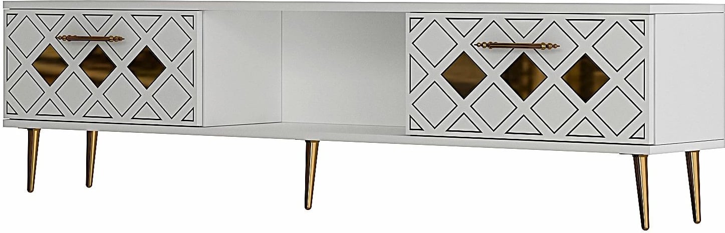 Komodë TV Skye Decor, e bardhë, e artë