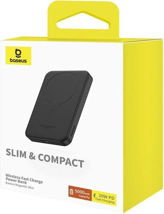 Powerbank Baseus Magnetic Mini 5000mAh, 20W, USB-C, e zezë Powerbank Baseus Magnetic Mini 5000mAh, 20W, USB-C, e zezë
