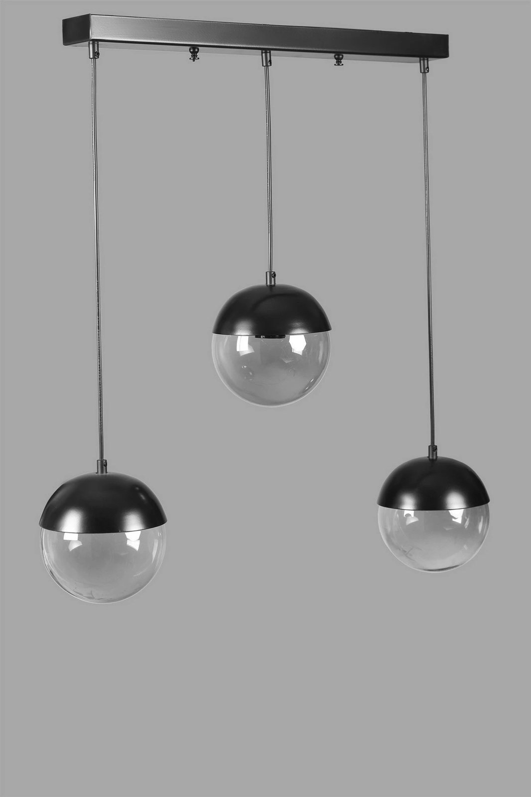 Llambë tavani Opviq, 3 sfera, ngjyrë gri e errët, xham