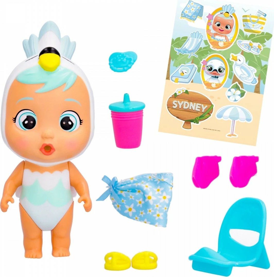 Kukull Cry Babies Magic Tears Beach Babies Sydney, Tm Toys, IMC910379, plastikë