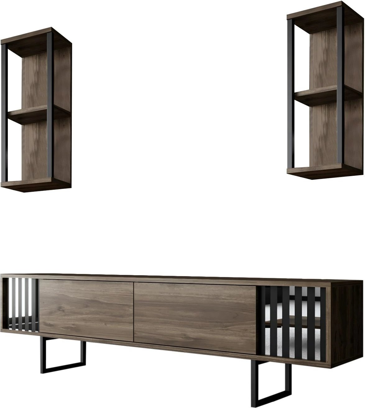 Set mobiljesh për dhomë dite Hanah Home, Chrome Line, ngjyrë arre, e zezë