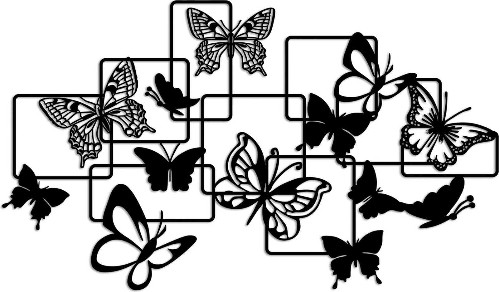 Aksesor muri dekorativ metalik, flutura, Wallity, i zi, 70x40cm