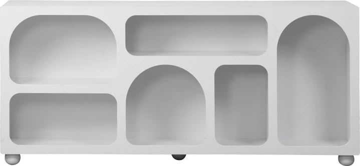 Bufe Emersi me rafte, MDF, ngjyrë e bardhë, 164x34x76cm