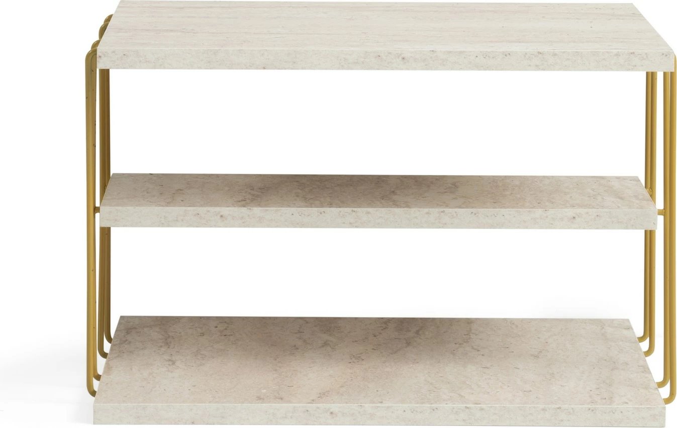 Tavolinë anësore Hanah Home, Lifon, ngjyrë ari, travertin