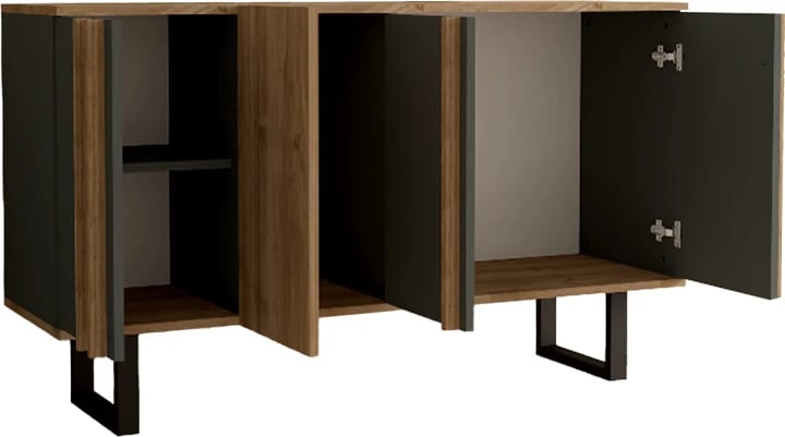 Sideboard Amanda I, ngjyrë antracit-arrë, 160x74x79cm