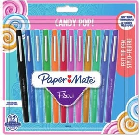 Set lapsa xheli PaperMate Flair Candy Pop, 12 ngjyra, medium, plastikë