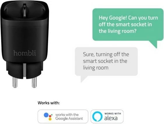 Smart WiFi Plug Hombli HBPP-0205, Wireless, iOS/Android, E zezë