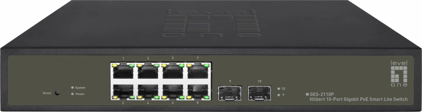 Switch LevelOne Hilbert GES-2110P, 10-Port Gigabit PoE, 130W, i menaxhuar