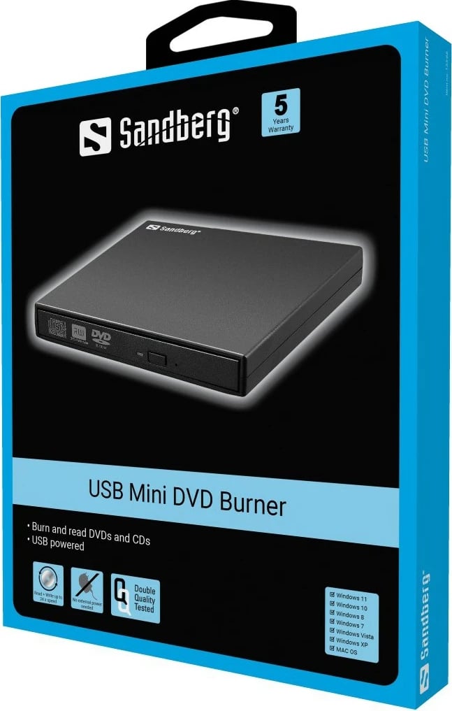 DVD burner Sandberg USB Mini, DVD Super Multi, USB 2.0, i zi