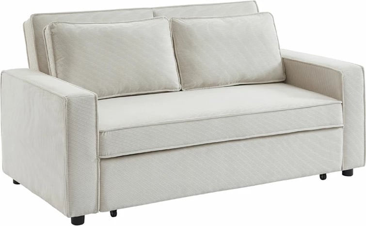 Kubo divan shtrat 3 vende, ngjyrë e bardhë e çelët, 172x90x89