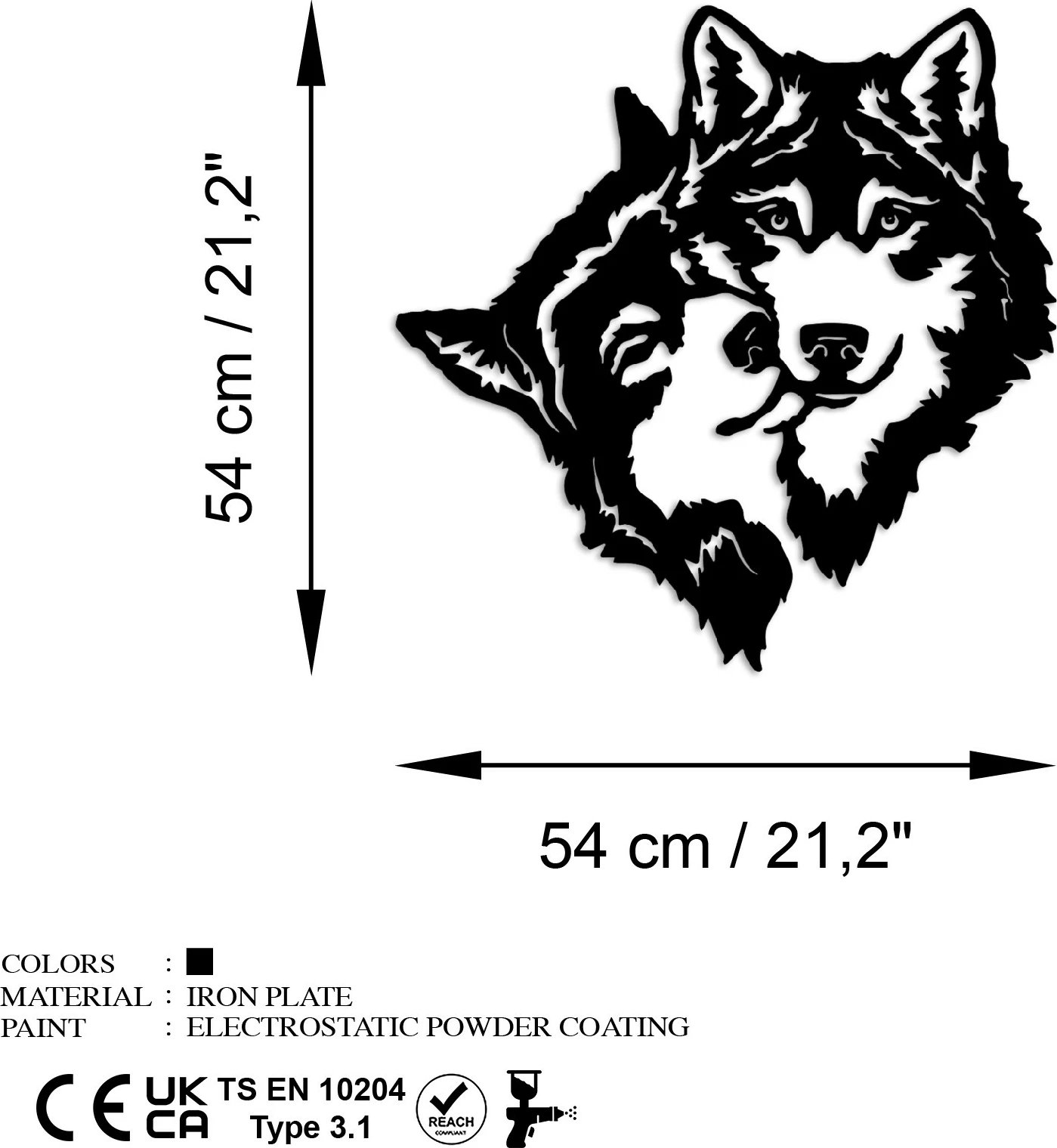 Aksesor dekorativ metalik për mur Wallity, its Love, ngjyrë e zezë, 54x54cm