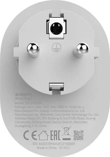 Prizë e mençur Xiaomi Smart Plug 2, 3680 W, Bardhë