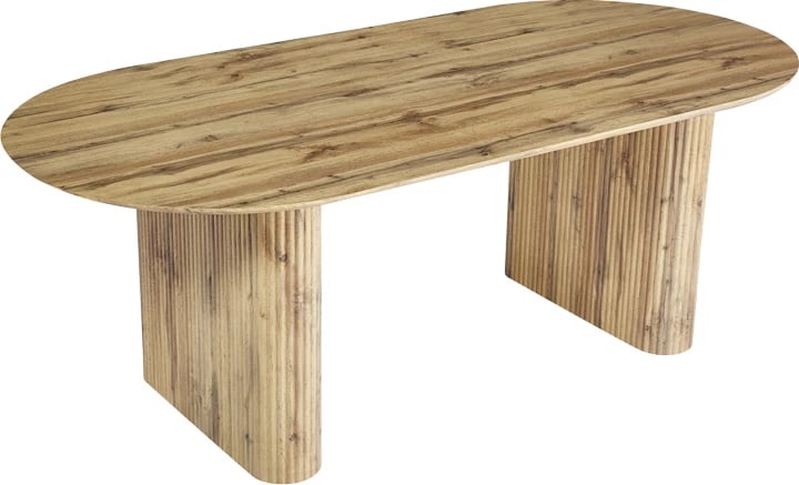 Tavolinë ngrënieje Nembou, MDF, ngjyrë lisi, 210x100x76cm