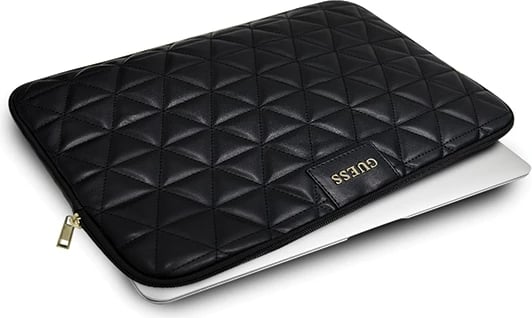 Mbështjellës laptopi Guess Quilted, deri 13", lëkurë artificiale, i zi