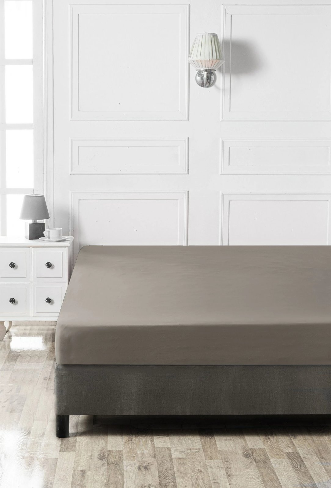 Çarçaf i shtrirë njëpersonësh Ranforce, ngjyrë antracit, L'essentiel