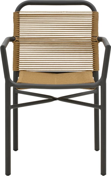 Karrige alumini Clutch, e grumbullueshme, kornizë antracit, ratan natyral, 55x56x80cm