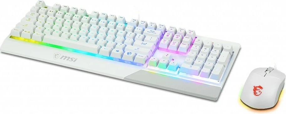 Set gaming tastierë MSI Vigor GK30 dhe maus Clutch GM11, me ndriçim RGB, i bardhë