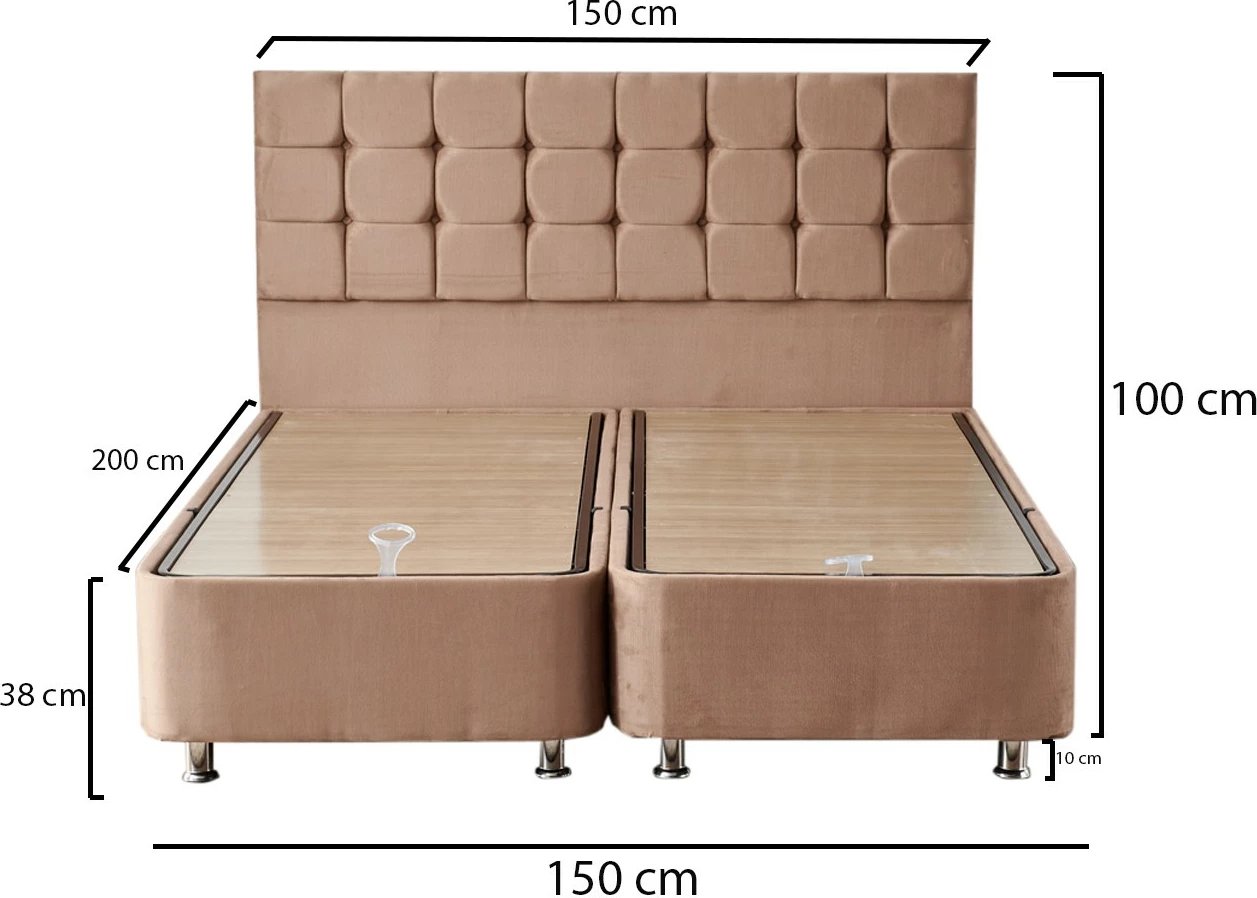 Dyshek dopio, bazë dhe shtrat, Skye Decor Helen, ngjyrë kafe e çelët, 150x200cm