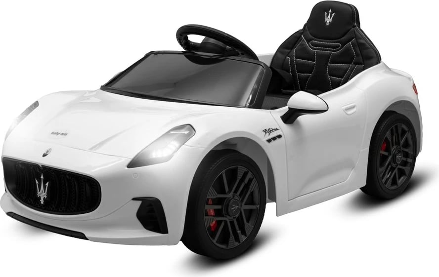 Makina elektrike për fëmijë Baby Mix Maserati GranTurismo 12V 4.5Ah, 2x45W, telekomandë 2.4G, Bluetooth, rrota EVA, sedilje eko-lëkurë, e bardhë