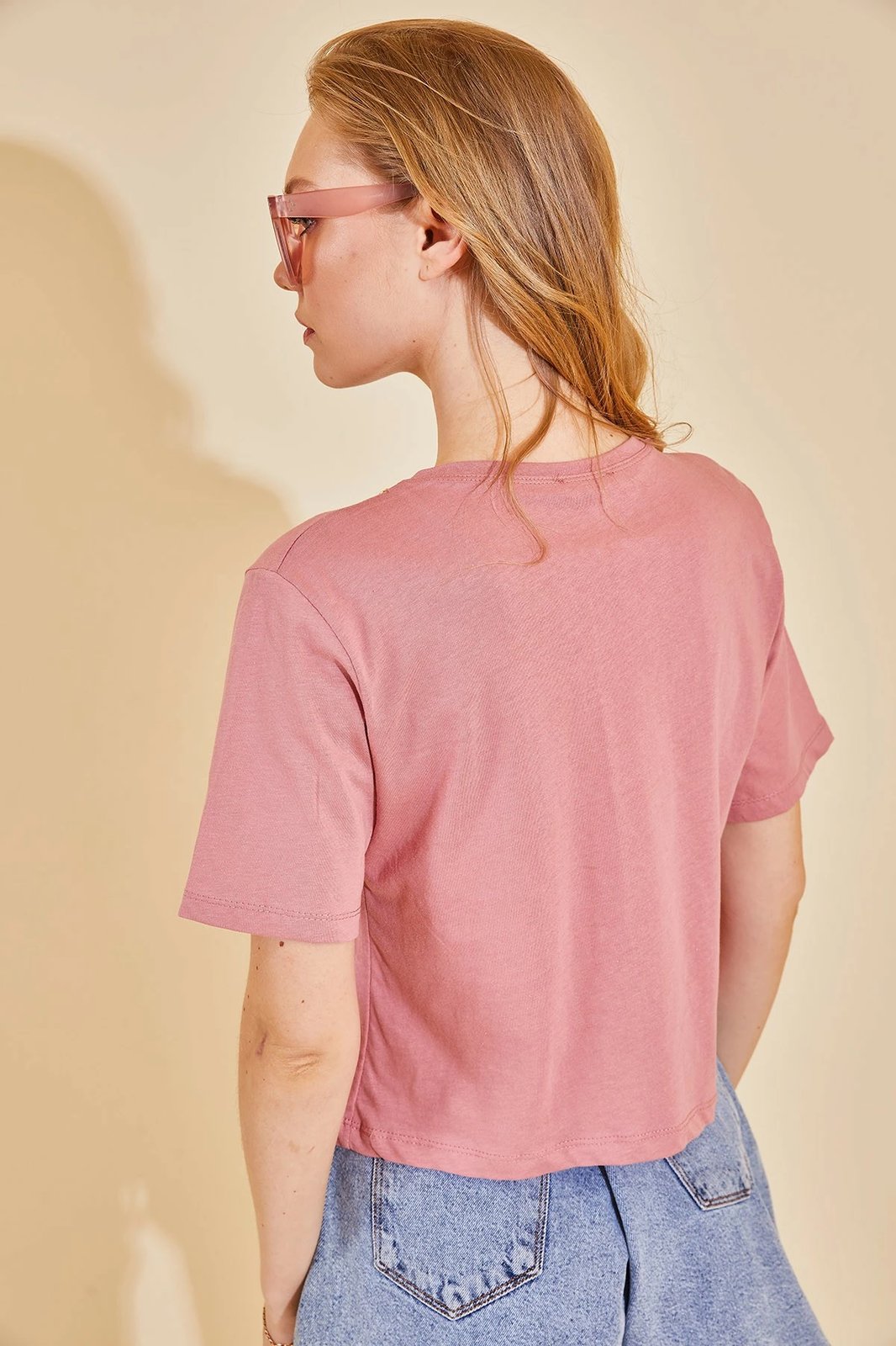 Bluzë për gra, pambuk 100%, ngjyrë pluhur, Jumeon X128101