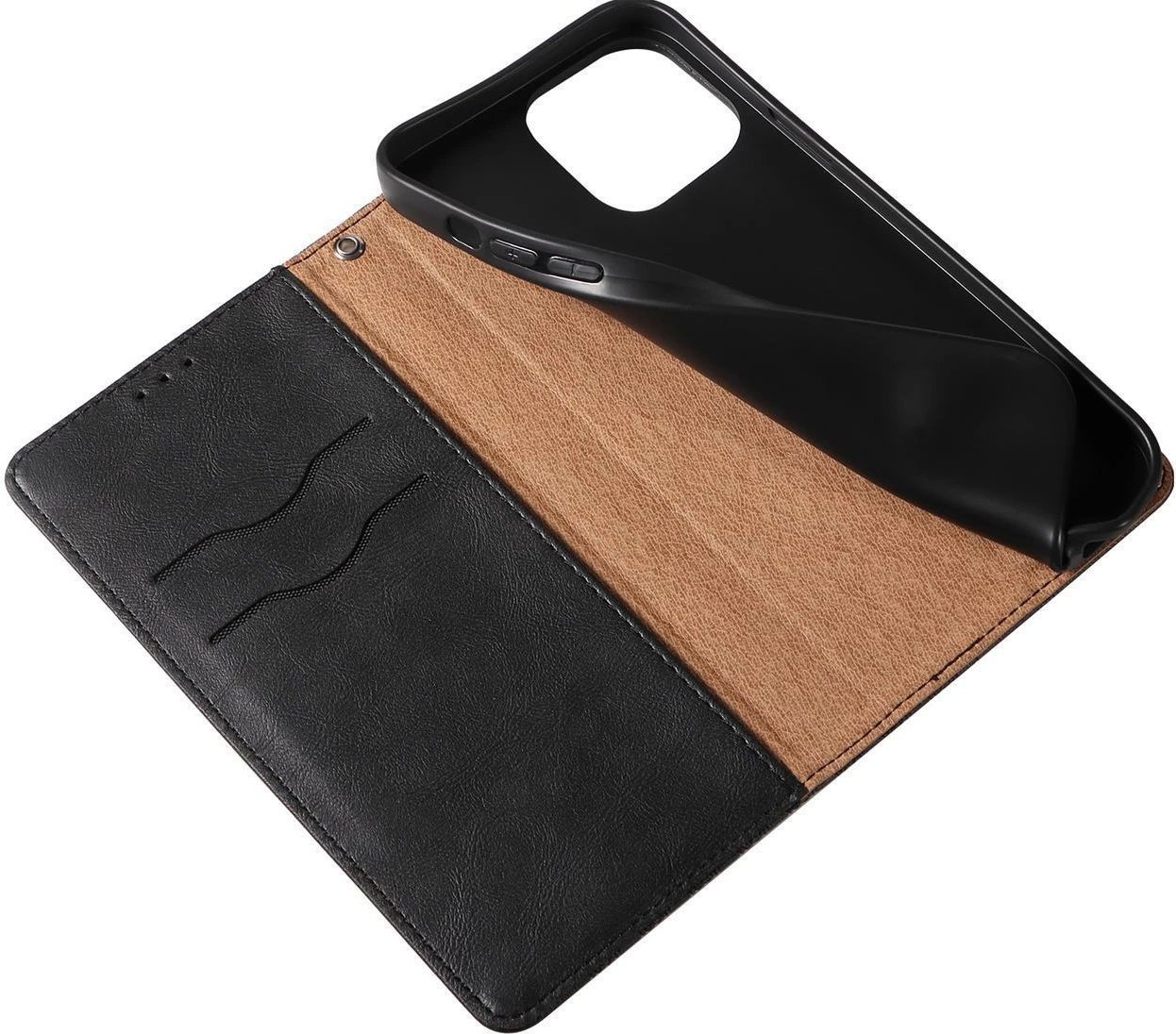 Mbështjellës Hurtel Magnet Strap Case për iPhone 13 Pro Max, me portofol dhe litar dore, e zezë