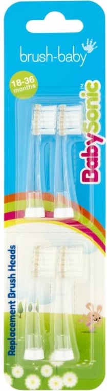 Koka rezervë për furçë dhëmbësh sonike për fëmijë Brush-Baby BabySonic 18-36 muaj, 4 copë