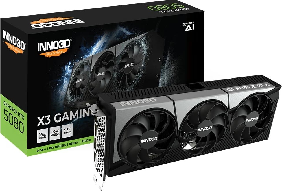 Kartelë grafike INNO3D Gaming OC GeForce RTX 5080 X3, 16 GB GDDR7, Argjendtë