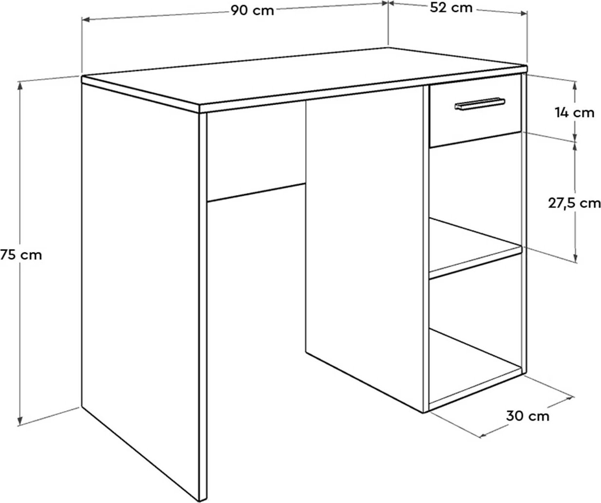 Tavolinë studimi, ngjyrë e bardhë, Hanah Home, Cms-505-Bb-1