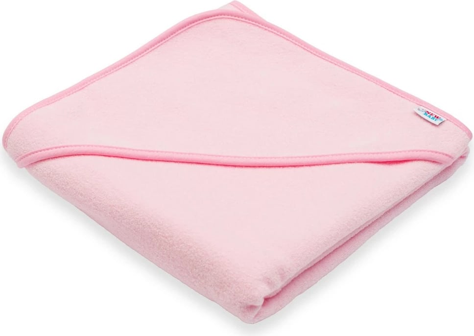 peshqir terry me kapuç, New Baby BASIC, 80x80 cm, rozë, me pecetë larëse