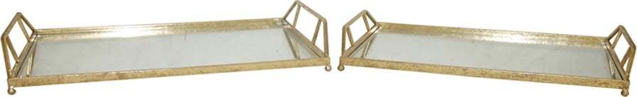 Set tabakaje me doreza, metalik, pasqyrë, ngjyrë ari, 53x30x8cm, 2 copë