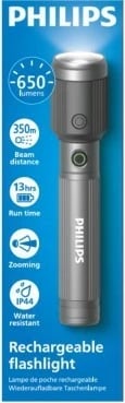 Elektrik dore, Philips, SFL2141/10, 650 lm, 2000 mAh, USB-C rimbushëm, IP44, alumini