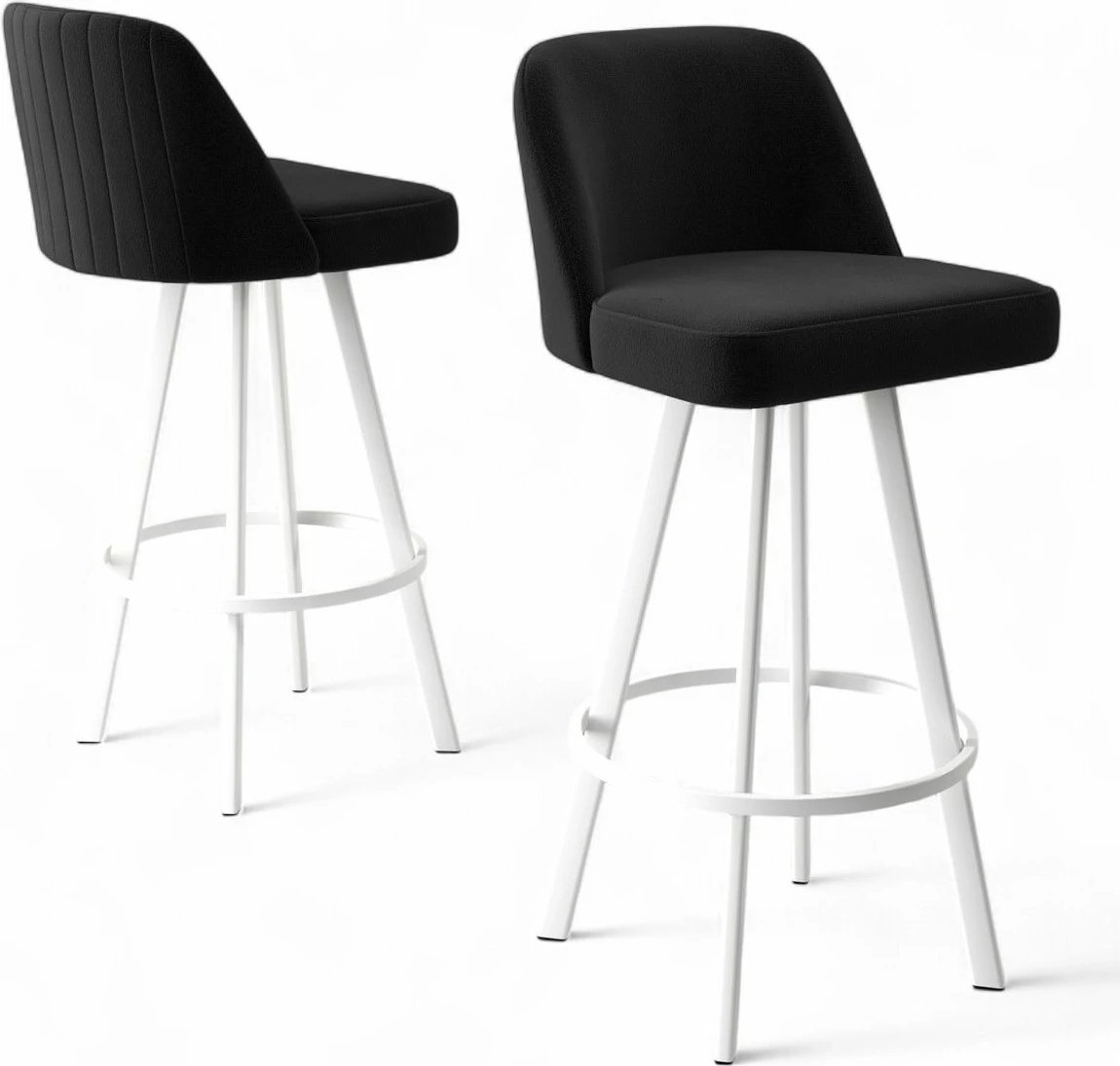 Set karrigesh për bar (4 copë), Hanah Home, Atex, e zezë, e bardhë