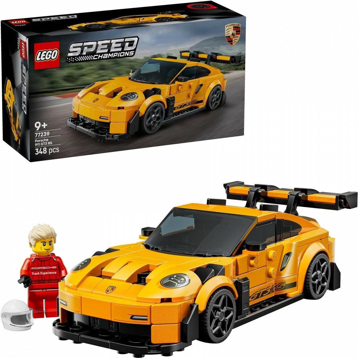 Set ndërtimi LEGO Speed Champions Porsche 911 GT3 RS, 348 pjesë, e verdhë