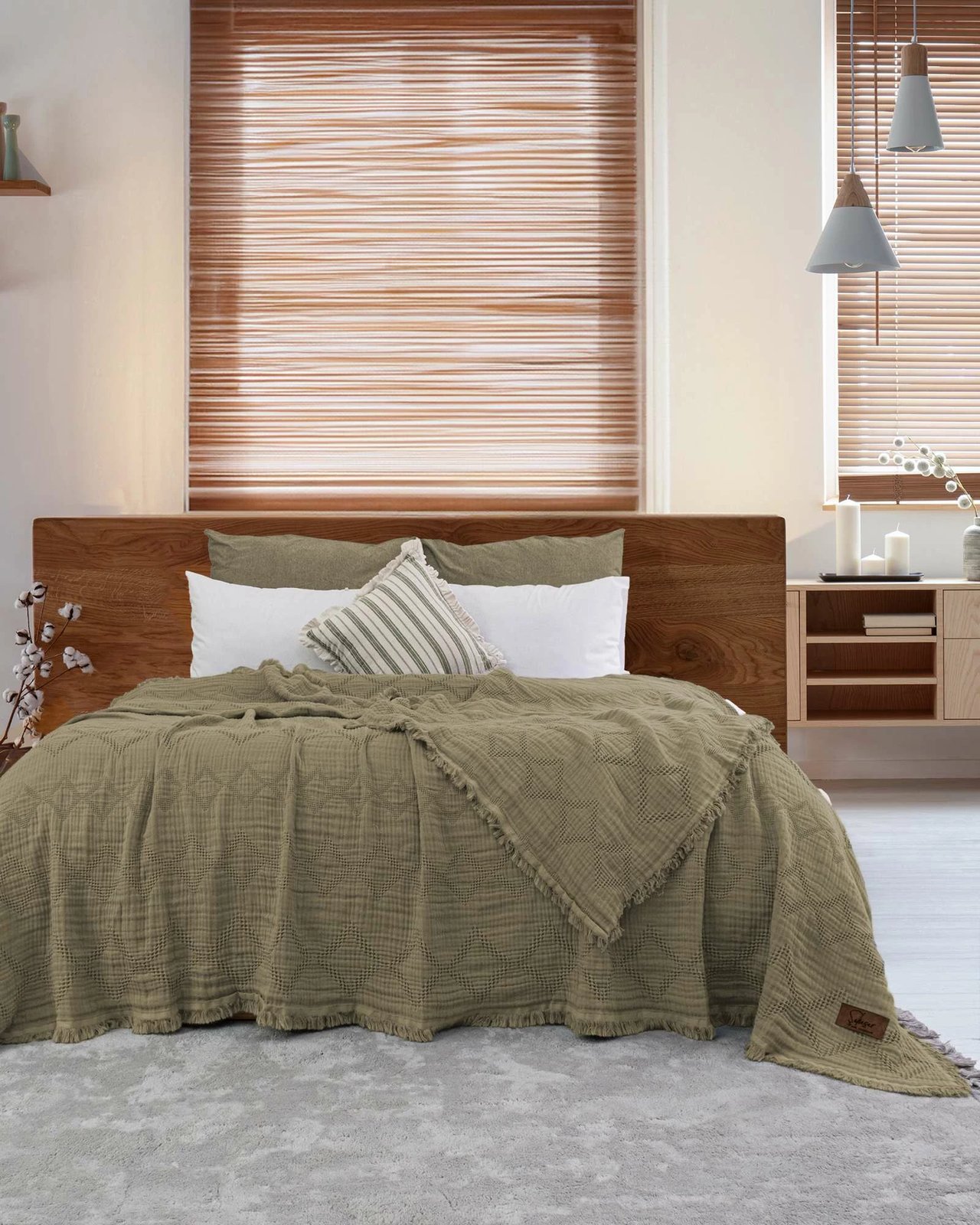 Mbulesë dyshe për shtrat, L'essentiel Oscar, ngjyrë e gjelbër