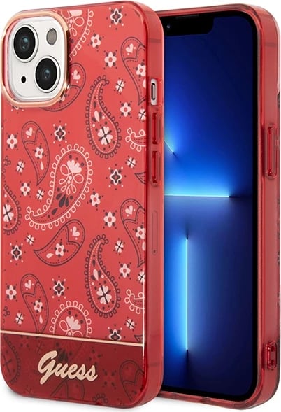 Mbështjellës Guess Bandana Paisley për iPhone 14 Plus 6.7", i kuq, hardcase