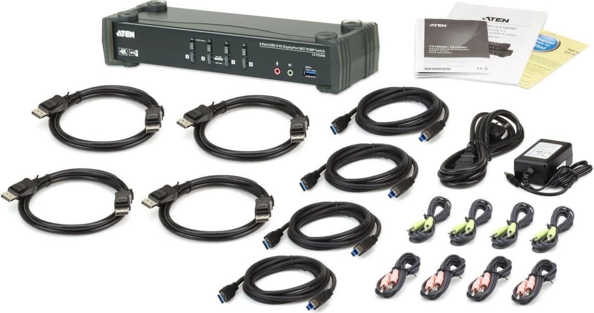 Switch KVM ATEN CS1924M, 4 porta, USB 3.0, DisplayPort, 4K, i zi