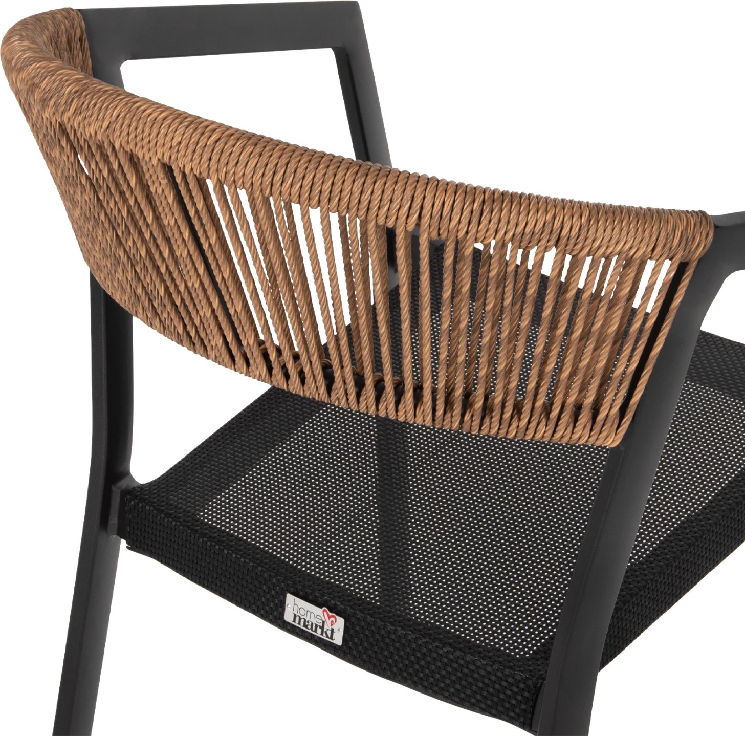 Karrige alumini FH5891.05, kornizë e zezë dhe tekstil, shpinë ratan bezhë, 57.5x59x81.5 cm