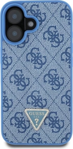 Mbështjellës Guess Hardcase Leather 4G Triangle Strass për iPhone 16, MagSafe, Kaltër Mbështjellës Guess Hardcase Leather 4G Triangle Strass për iPhone 16, MagSafe, Kaltër