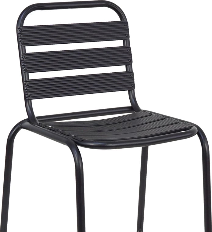 Karrige për bar Sussie, metal i zi me slata alumini, 58x58x111cm