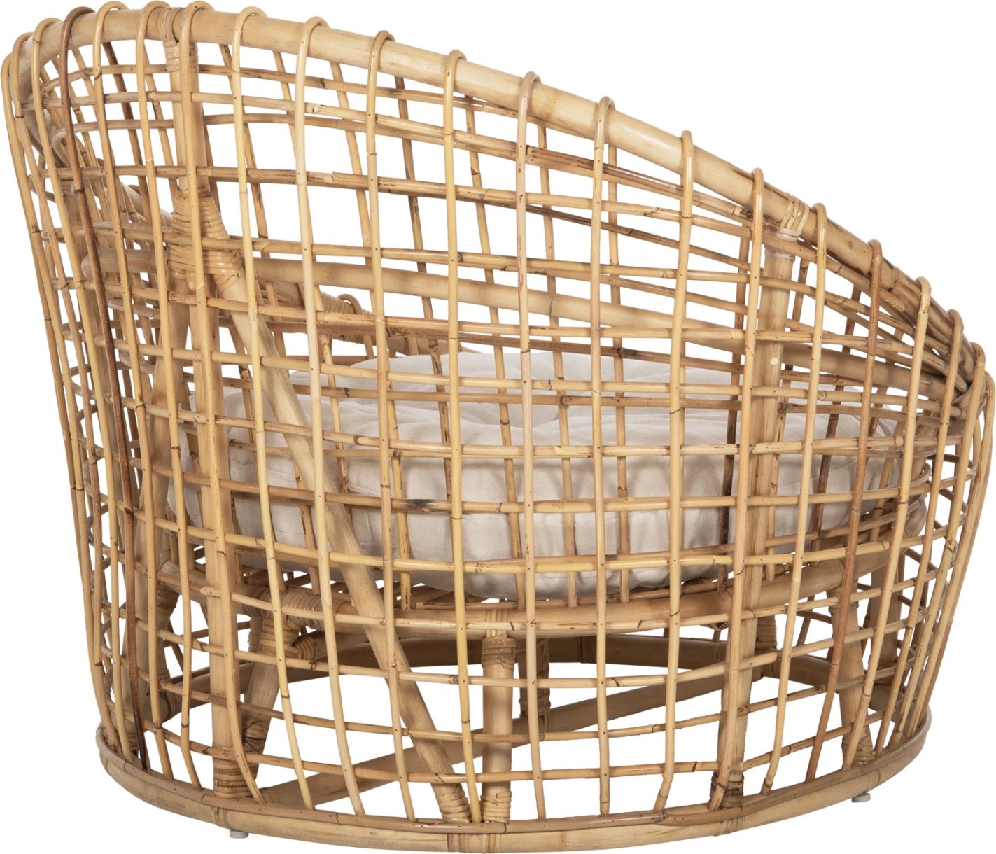 Karrige regjisore ENTO FH9814 rattan, ngjyrë natyrale, jastëk i bardhë, 106x94x82H cm