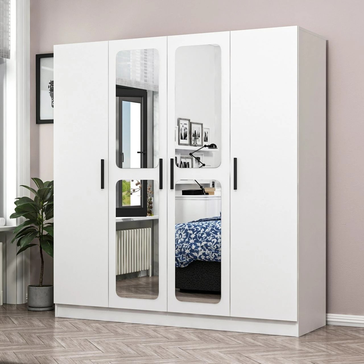 Dollap për dhomë gjumi, ngjyrë e bardhë, Skye Decor, Kale - 2436