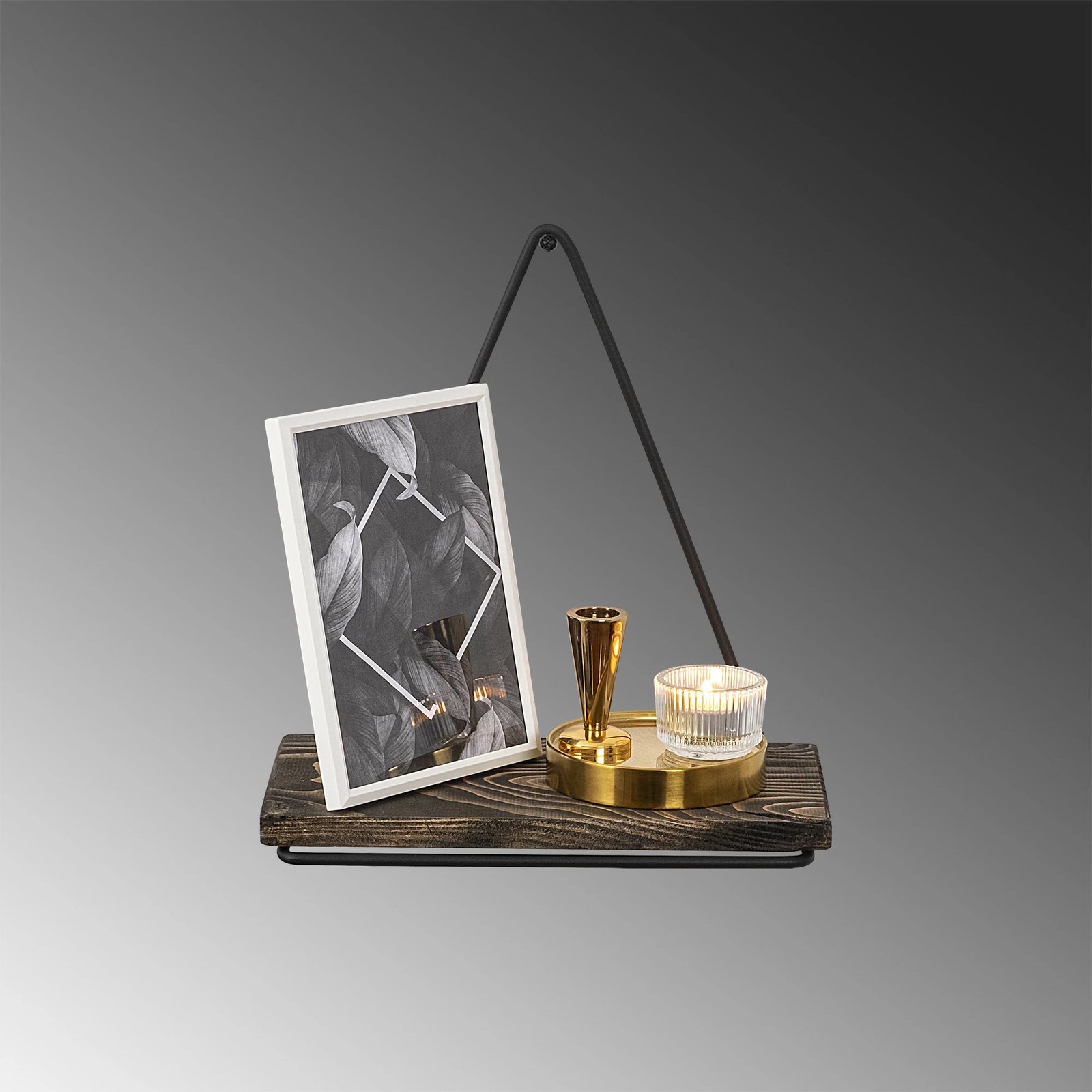 Raft muri Hanah Home, Begonia, ngjyrë e zezë/dru arre e errët