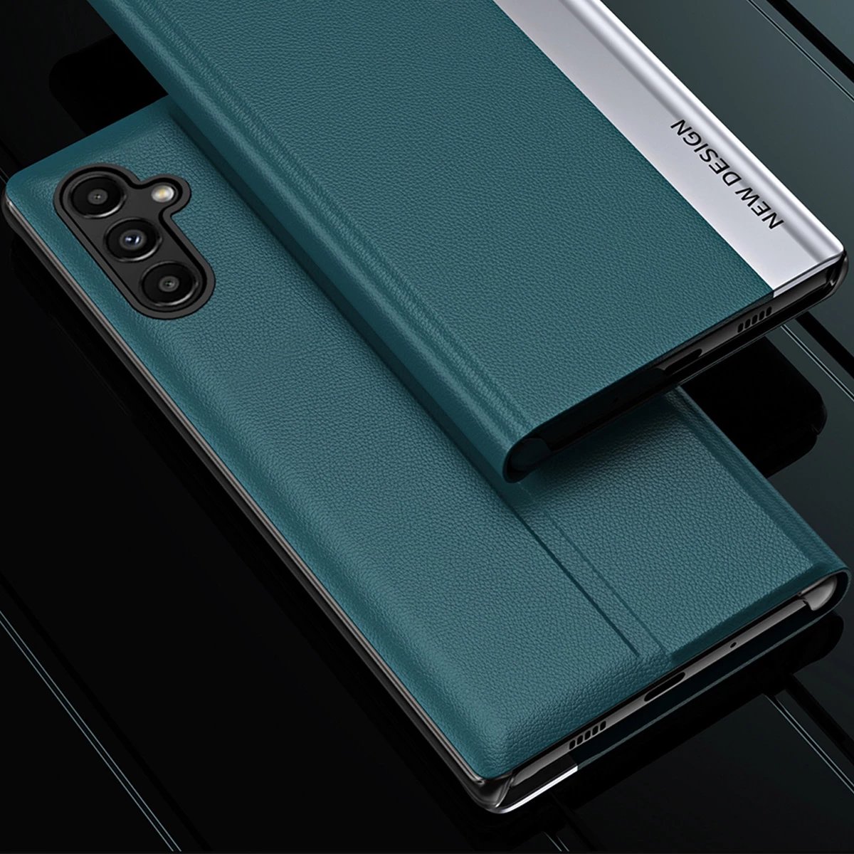 Mbështjellës Hurtel Sleep Case Pro për Samsung Galaxy A13, me kapak dhe mbajtëse, i zi